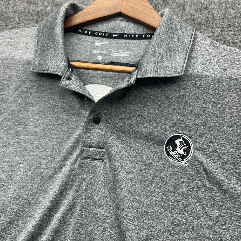 Florida State Seminoles Polo Shirt Mens Large Golf Nike Golf Dri Fit Gray